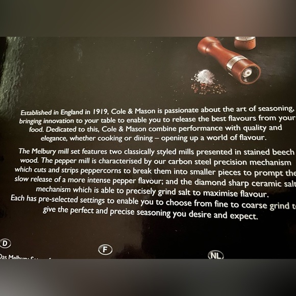 Cole & Mason Melbury Mill set Gourmet Precision Mills Brand New w Box NWT - Picture 6 of 7